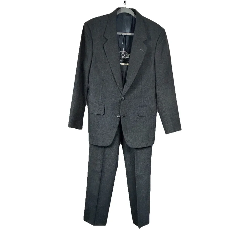 Hunting Horn Classics Men's Gray Wool Blend 40 Suit 29S‎ Pleated Pants Vintage
